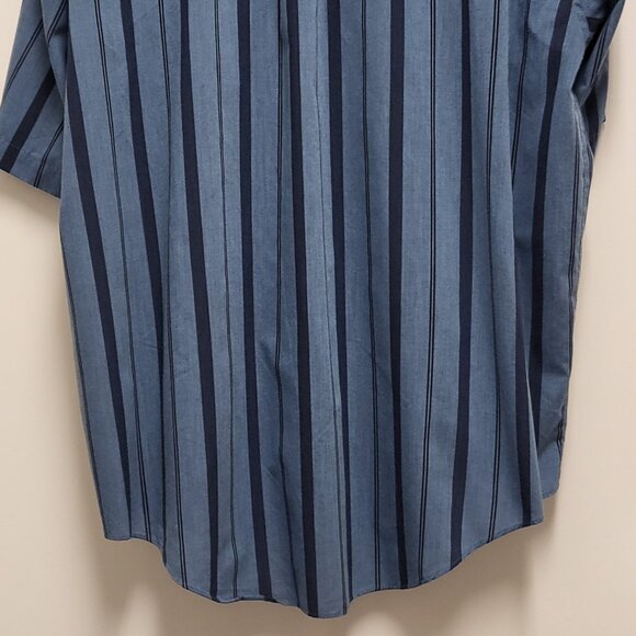 Vintage Puritan Mens Shirt Button Up 2XLT Short Sleeve Striped Blue - Picture 11 of 14